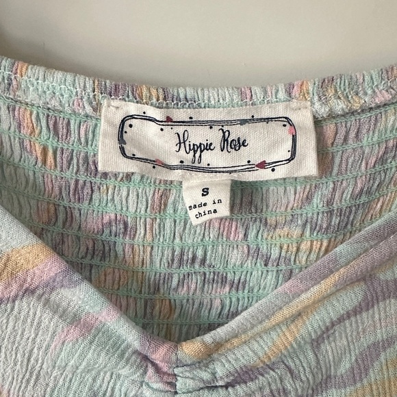 HIPPIE ROSE | Pastel Swirl Ruched Blouse - Picture 3 of 13